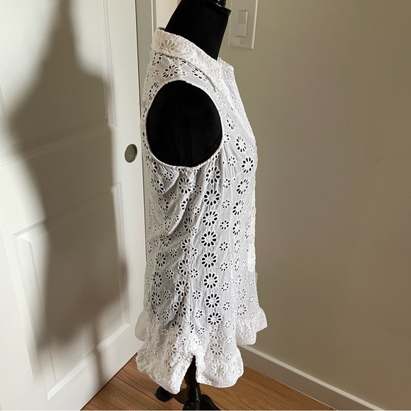 Nanette Lepore White Isola Eyelet Floral Cover Up Button Front Dress Size Small - Picture 5 of 13